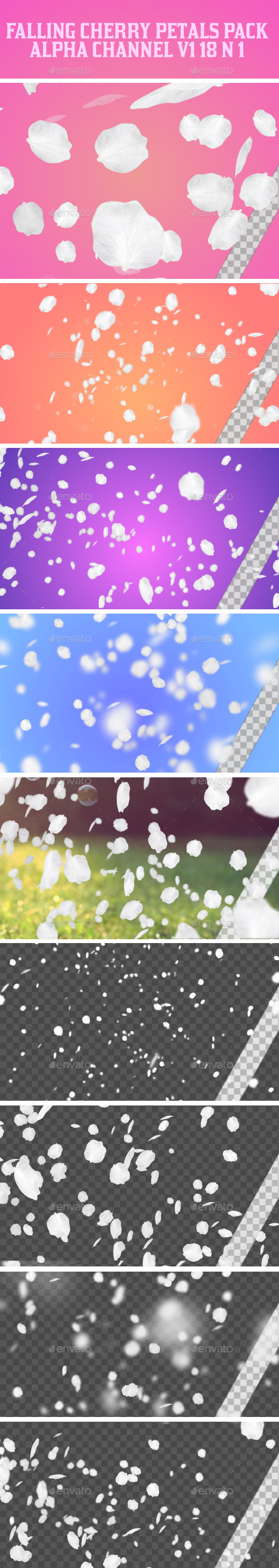 Falling Cherry Petals Pack V1 18 in 1 - Nature Backgrounds