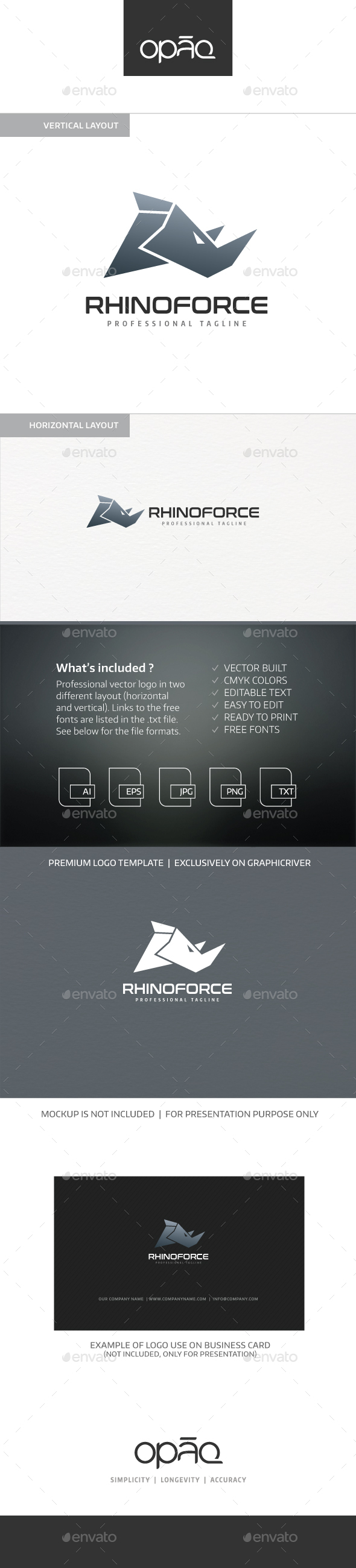 Rhino Force Logo - Animals Logo Templates