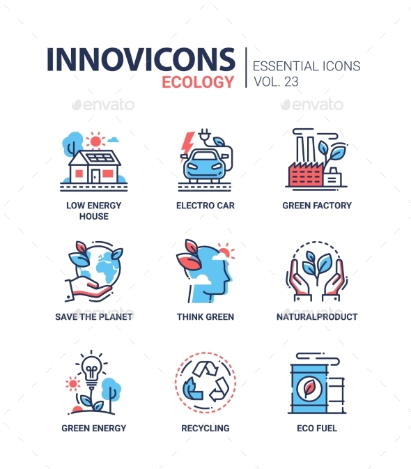 Ecology - Modern Color Vector Single Line Icons - Miscellaneous Vectors