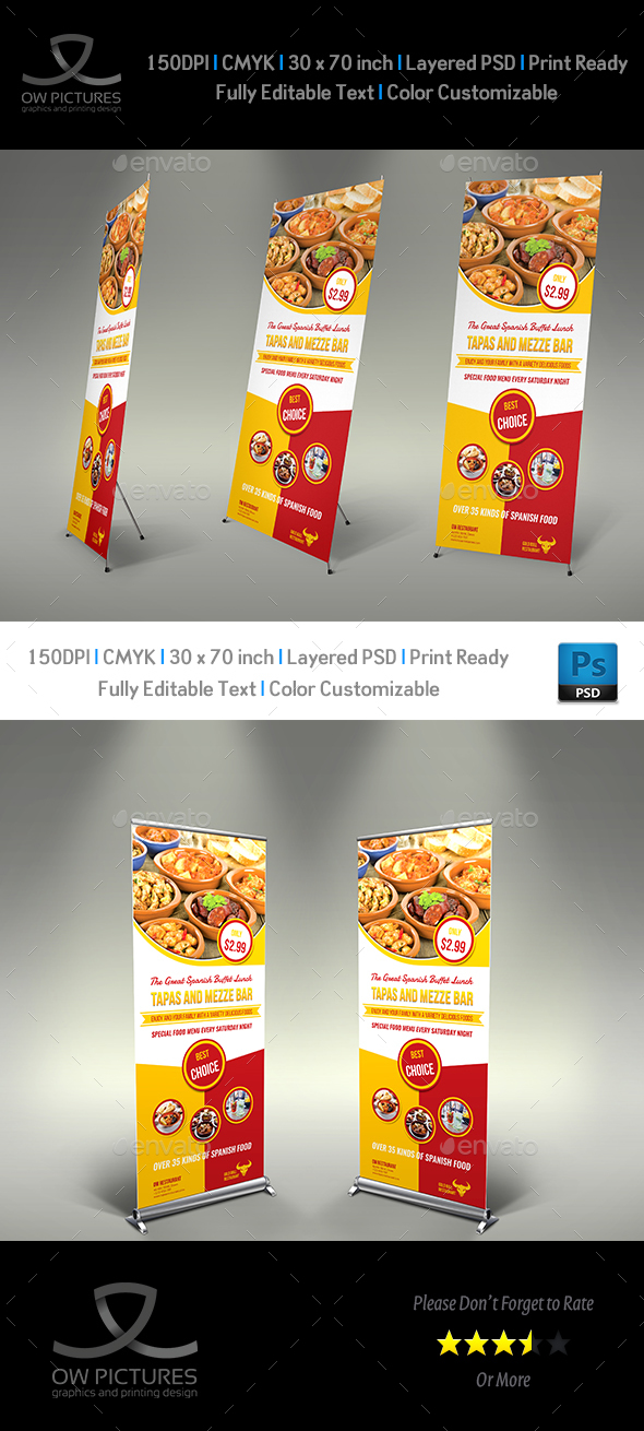 Restaurant  Roll Up Signage Template Vol.10