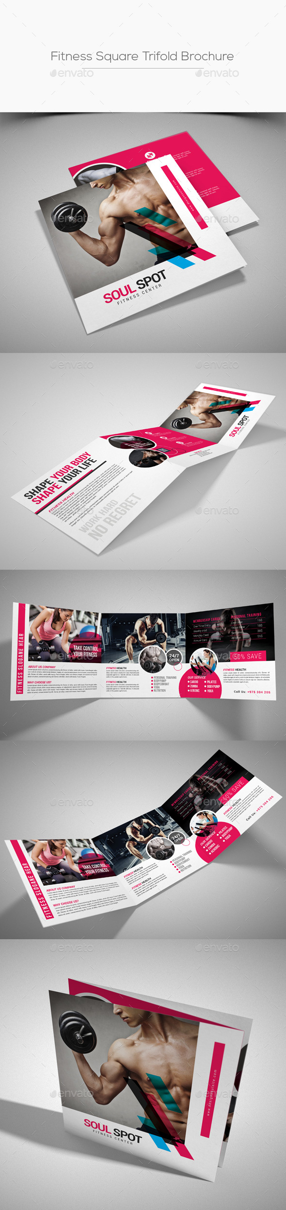 Fitness Square Trifold Brochure - Corporate Brochures