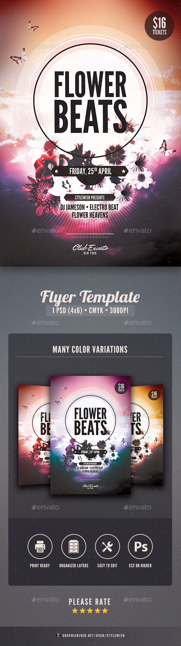Flower Beats Flyer - Clubs & Parties Events