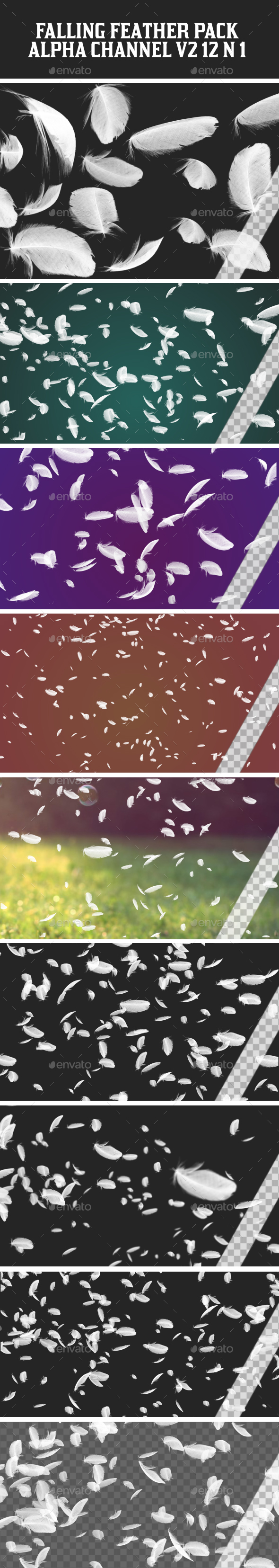 Falling Feather Pack V2 12 in 1 - Nature Backgrounds