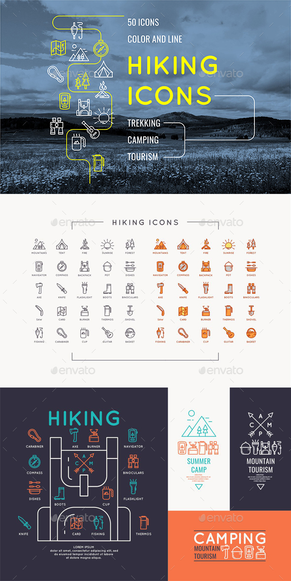 Hiking Icons - Travel Conceptual