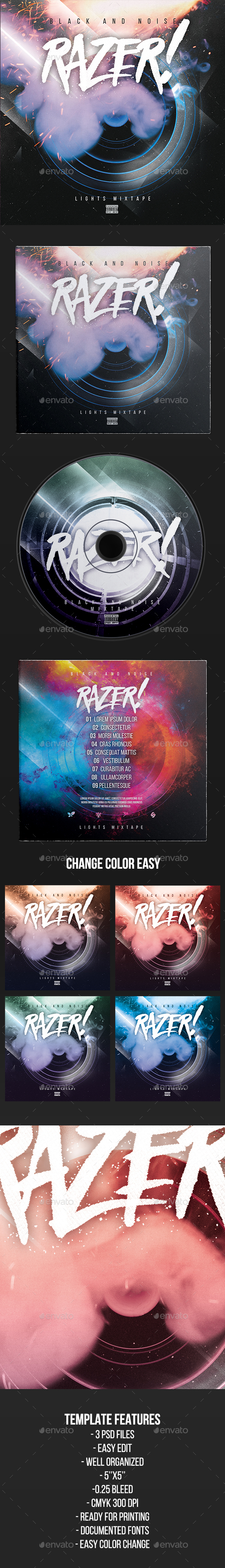 Razer!- CD Cover Artwork Template - CD & DVD Artwork Print Templates
