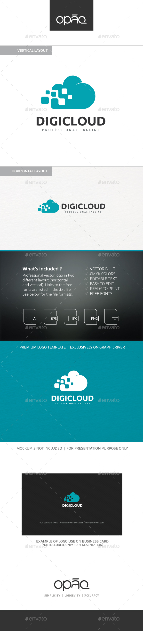 Digital Cloud Logo - Symbols Logo Templates