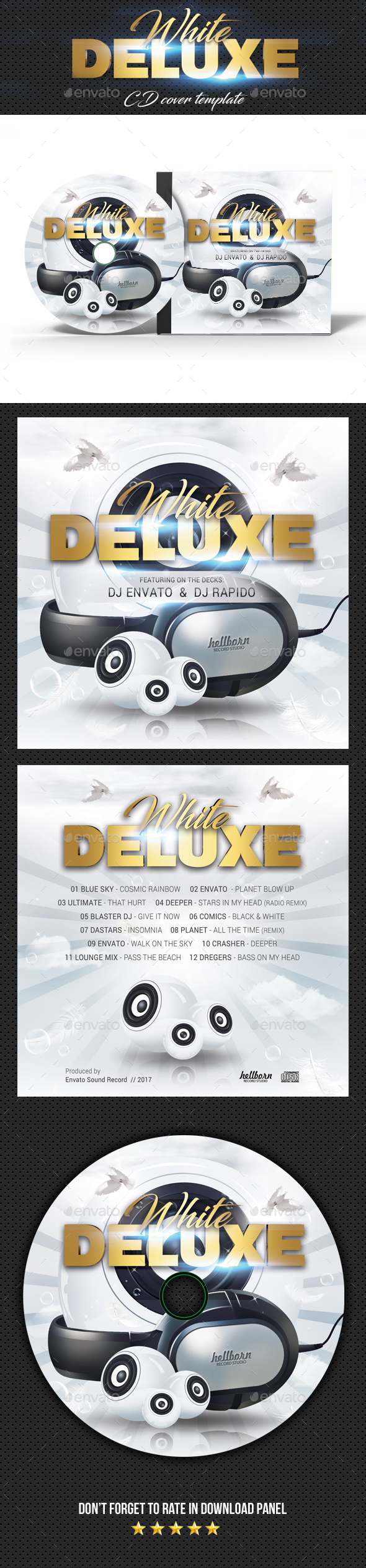 White Deluxe CD Cover - CD & DVD Artwork Print Templates