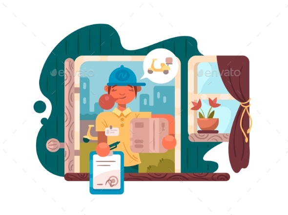 Delivery of Parcel - People Characters