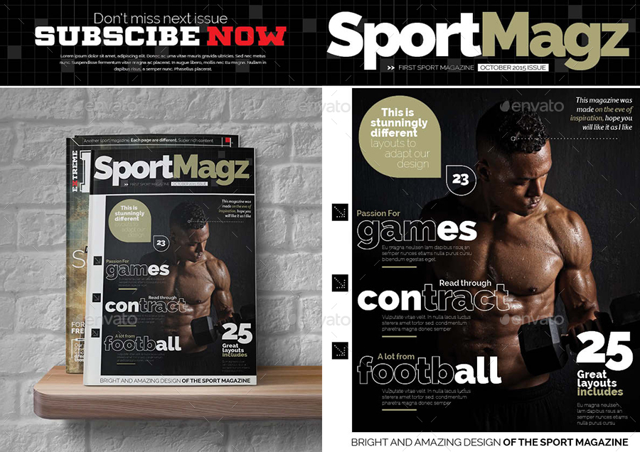 Sport Magazine Bundle (4 in 1) in Magazine Templates - product preview 1