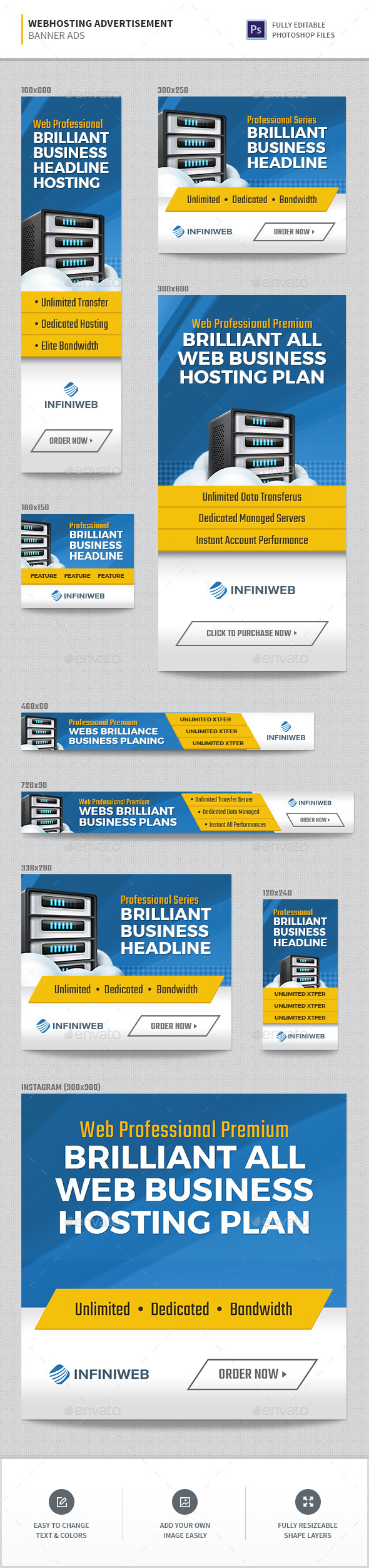 Webhosting Advertisement Banners - Banners & Ads Web Elements
