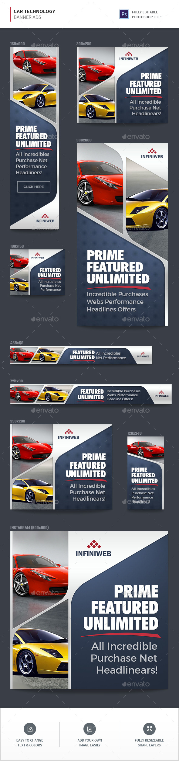 Car Technology Banner Ads - Banners & Ads Web Elements