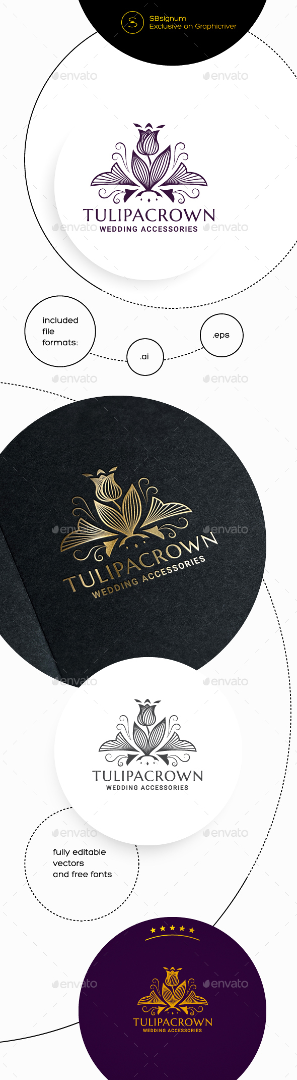 Tulipa Crown Logo Template - Crests Logo Templates