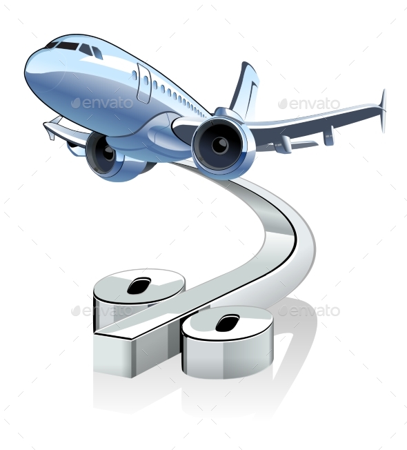 Cartoon Airliner with Discount Percentage - Man-made Objects Objects
