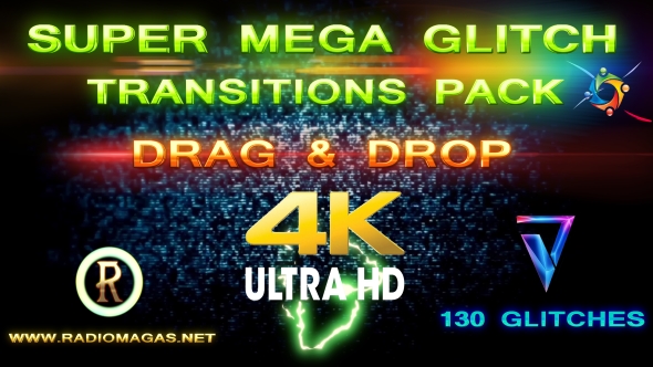 Super Mega Glitch Transitions Pack (4k UHD)