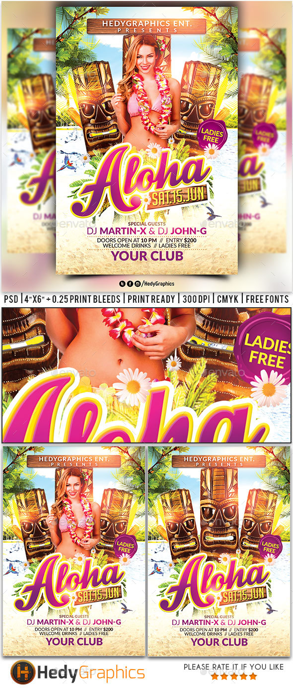 Aloha Flyer - Clubs & Parties Events