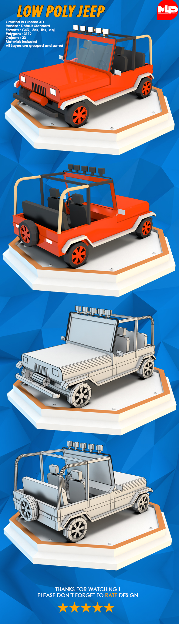 Low Poly Jeep - 3Docean 19685951