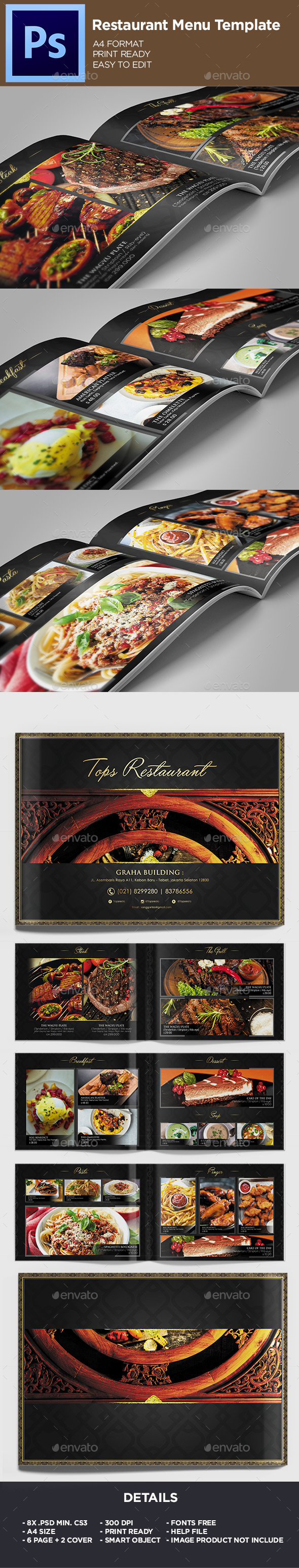 Restaurant Menu - Food Menu Template - Food Menus Print Templates
