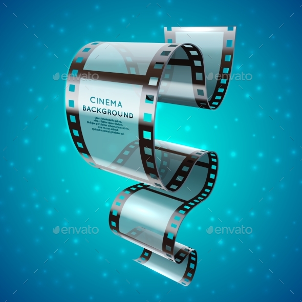 Abstract Cinema Retro Poster with Film Strip Roll - Objects Vectors