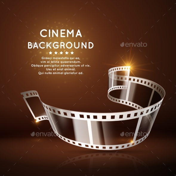 Vector Movie Poster with Film 35Mm Roll, Vintage - Objects Vectors