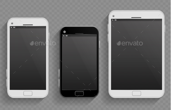 Touch Screen Mobile Phones, Smartphones - Objects Vectors