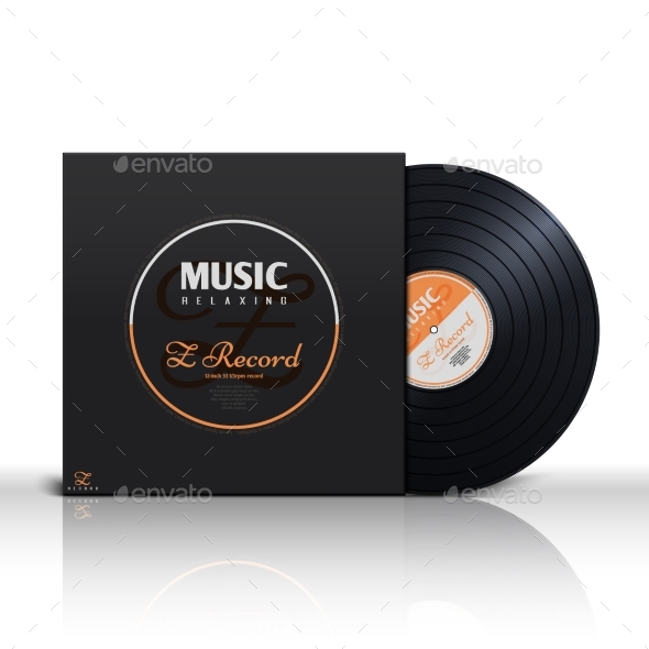 Retro Stereo Audio Black Vinyl Disc and Album - Man-made Objects Objects