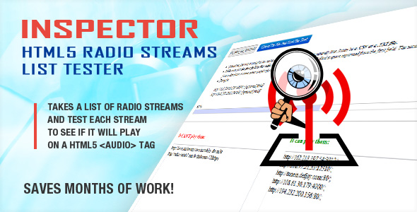inspector html5 radio streams list tester