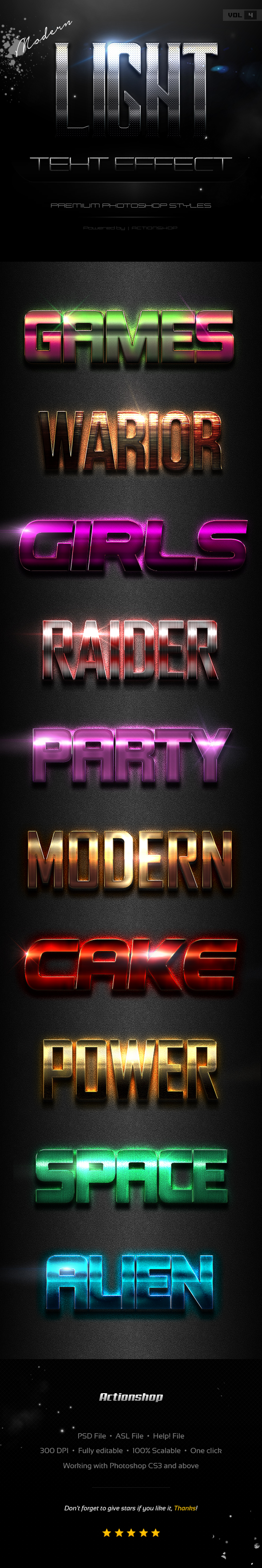 10 Modern Light Text Effects Vol.4 - Text Effects Styles