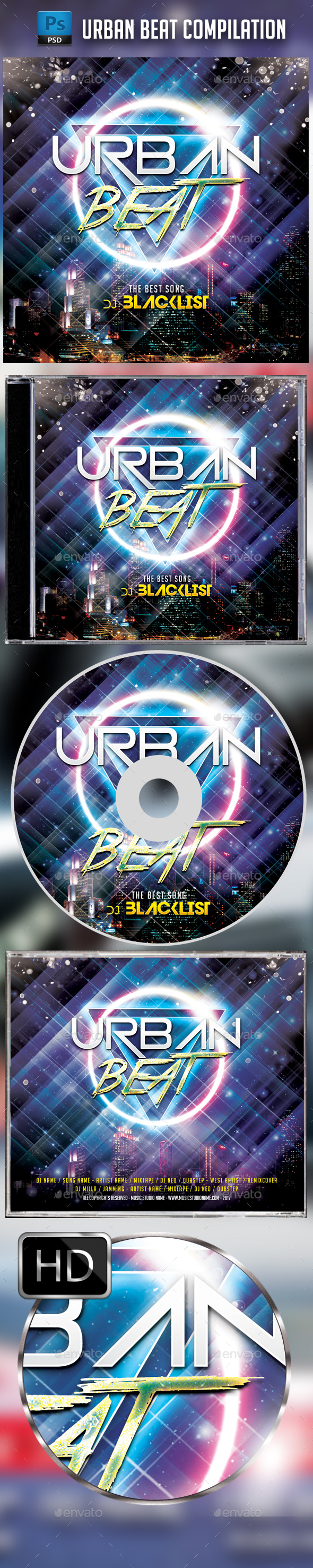 Urban Beat CD Cover Template - CD & DVD Artwork Print Templates