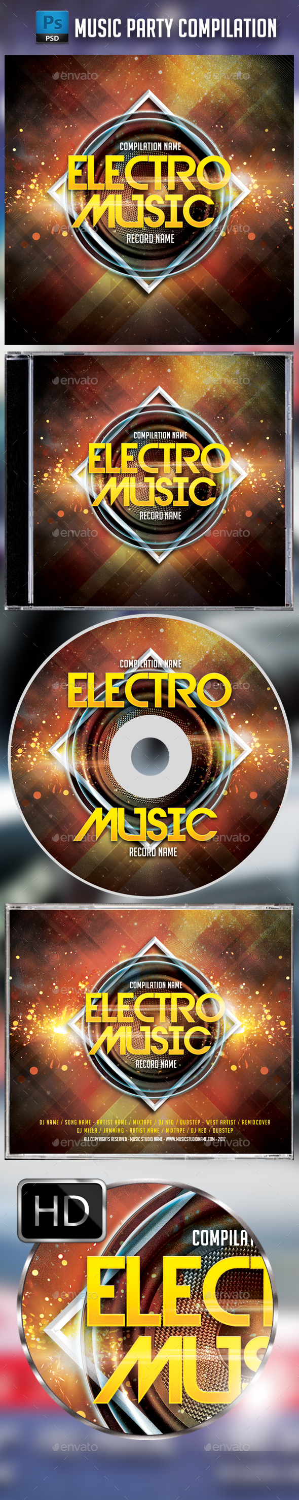 Music Party CD Cover Template - CD & DVD Artwork Print Templates