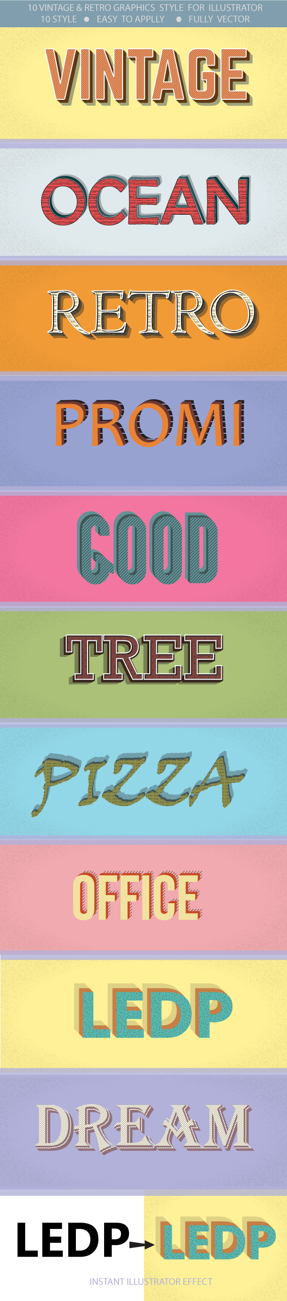 Vintage & Retro Grapphic Styles for Illustrator - Styles Illustrator