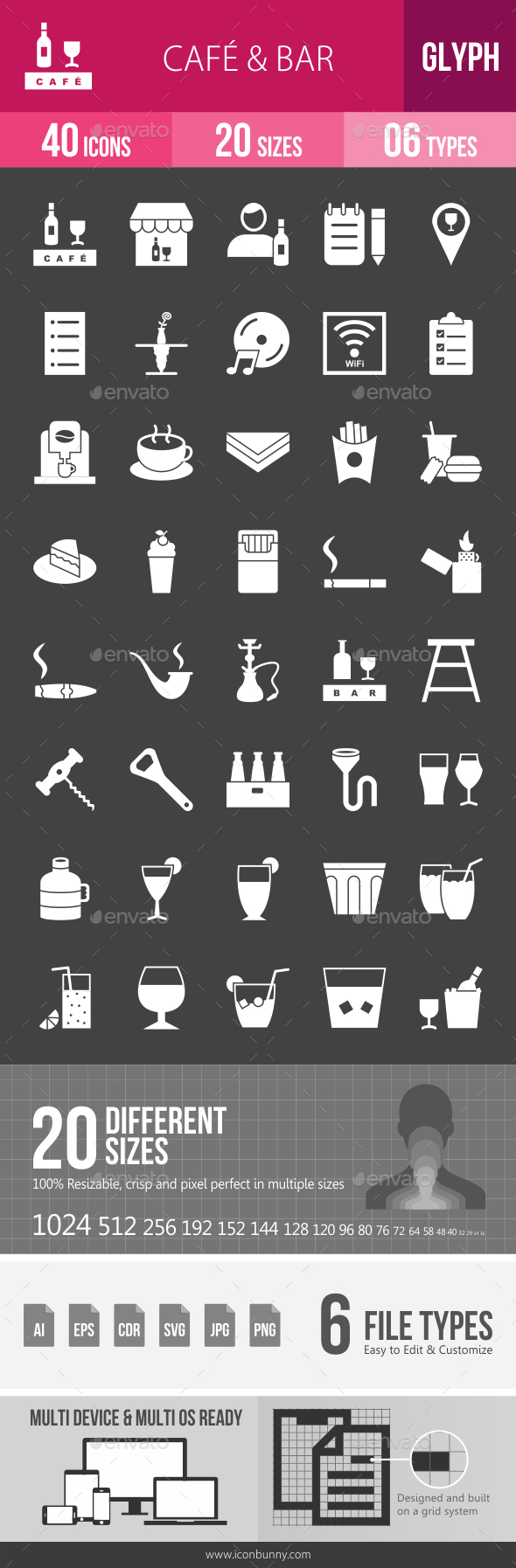 Cafe & Bar Glyph Inverted Icons - Icons