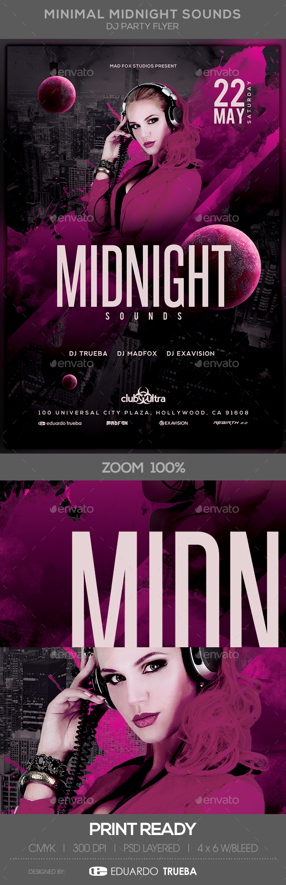 Minimal Midnight Sounds Dj Party Flyer - Clubs & Parties Events