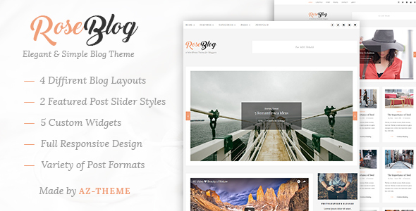 Rose - Elegant & Simple Blog Theme - Blog / Magazine WordPress