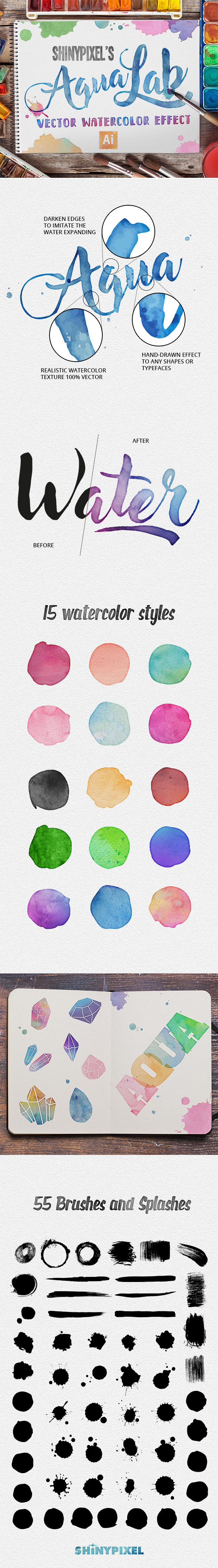 AquaLab - Adobe Illustrator Watercolor Effect - Textures / Fills / Patterns Illustrator