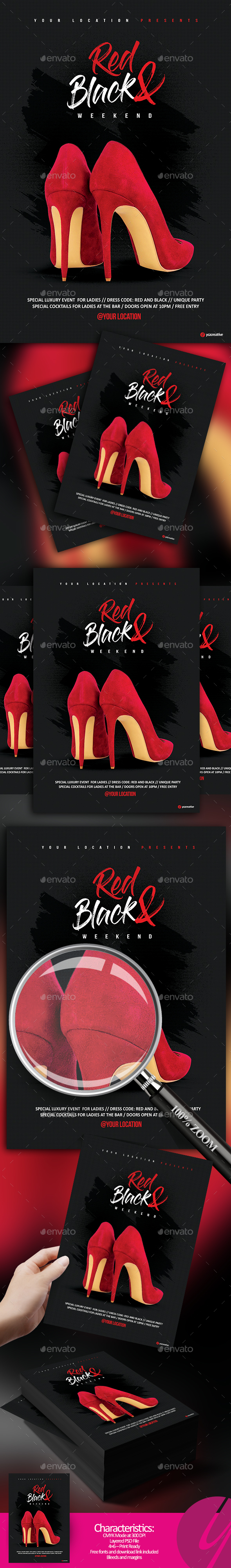 Red and Black Weekend Flyer - Clubs & Parties Events