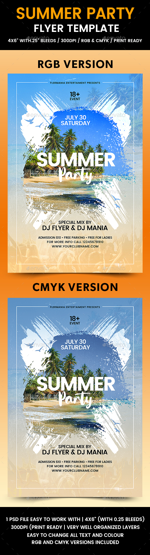 Summer Party Flyer Template - Flyers Print Templates