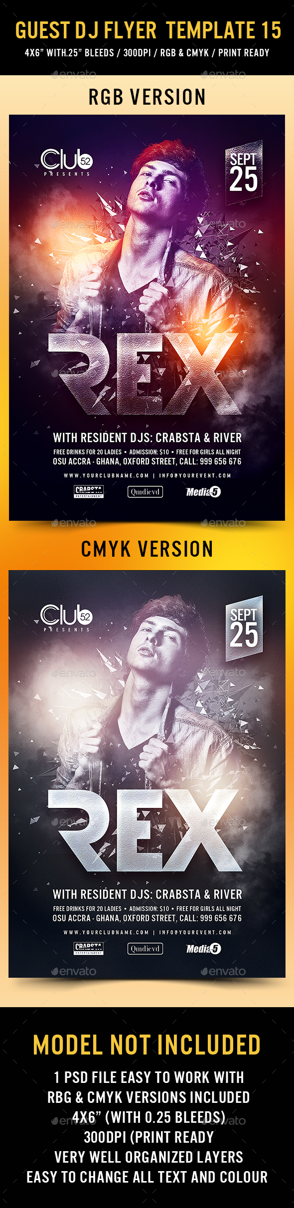 Guest DJ Flyer Template 15 - Clubs & Parties Events
