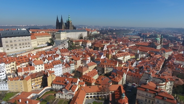 Aerial View of Old Town of Prague and Church Saint Vitus in Prague alt