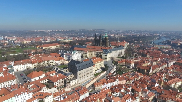 Aerial View of Old Town of Prague and Church Saint Vitus in Prague alt