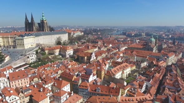 Aerial View of Old Town of Prague and Church Saint Vitus in Prague alt