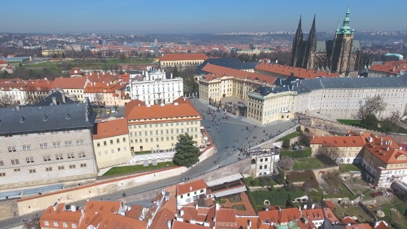 Aerial View of Old Town of Prague and Church Saint Vitus in Prague alt