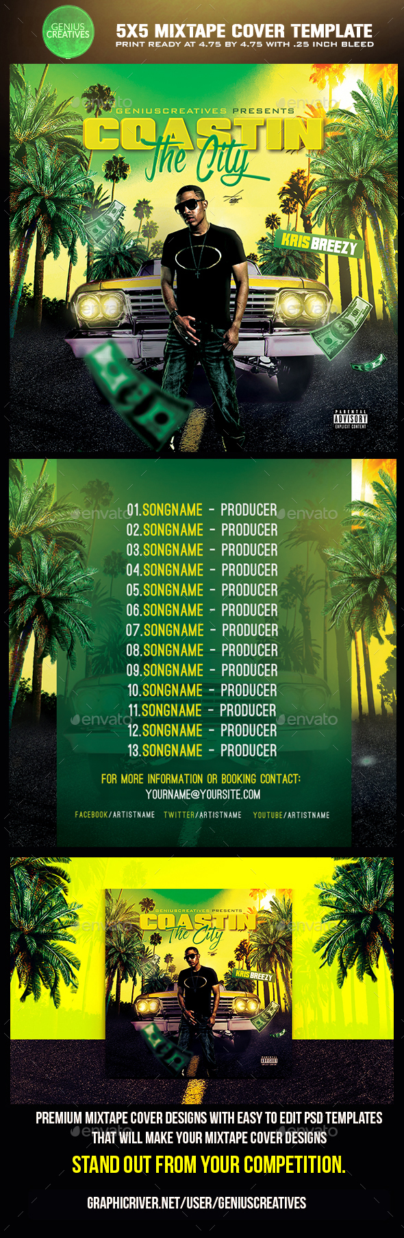 Coasting Mixtape Cover - CD & DVD Artwork Print Templates