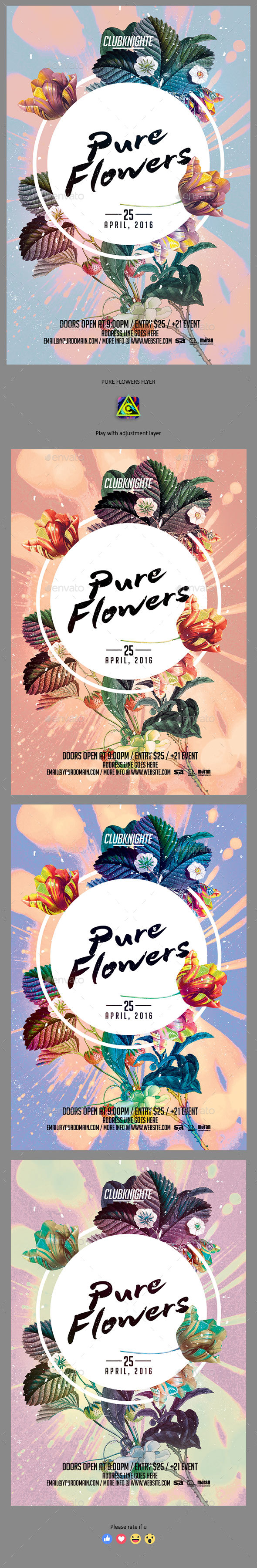 Pure Flowers Flyer - Clubs & Parties Events