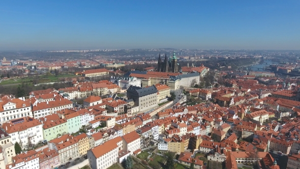 Aerial View of Old Town of Prague and Church Saint Vitus in Prague alt