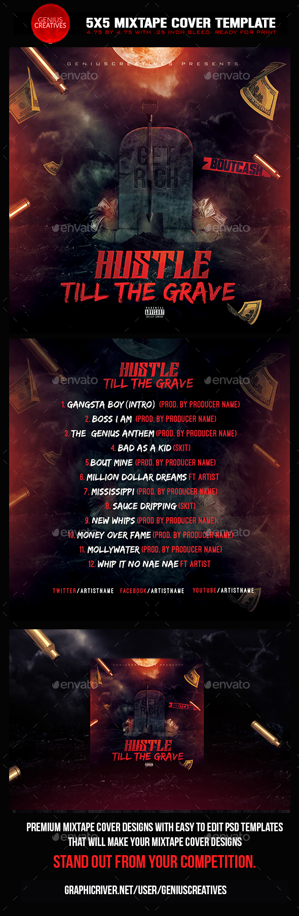 Hustle Mixtape Cover - CD & DVD Artwork Print Templates