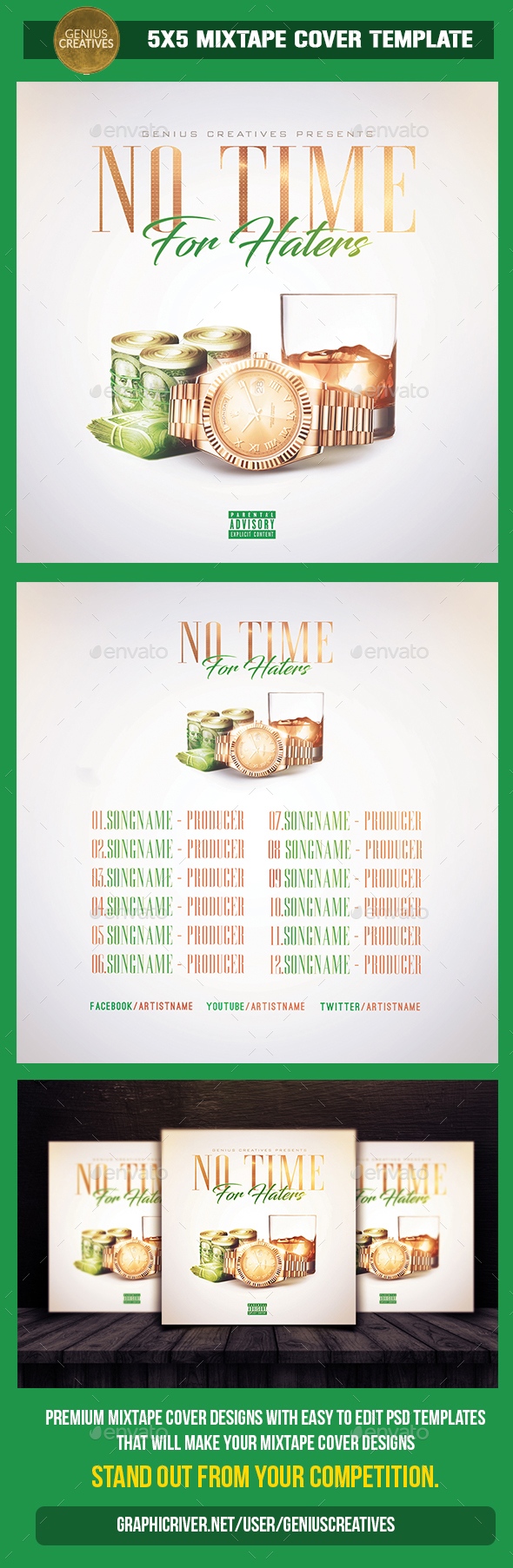No Time Mixtape Cover - CD & DVD Artwork Print Templates