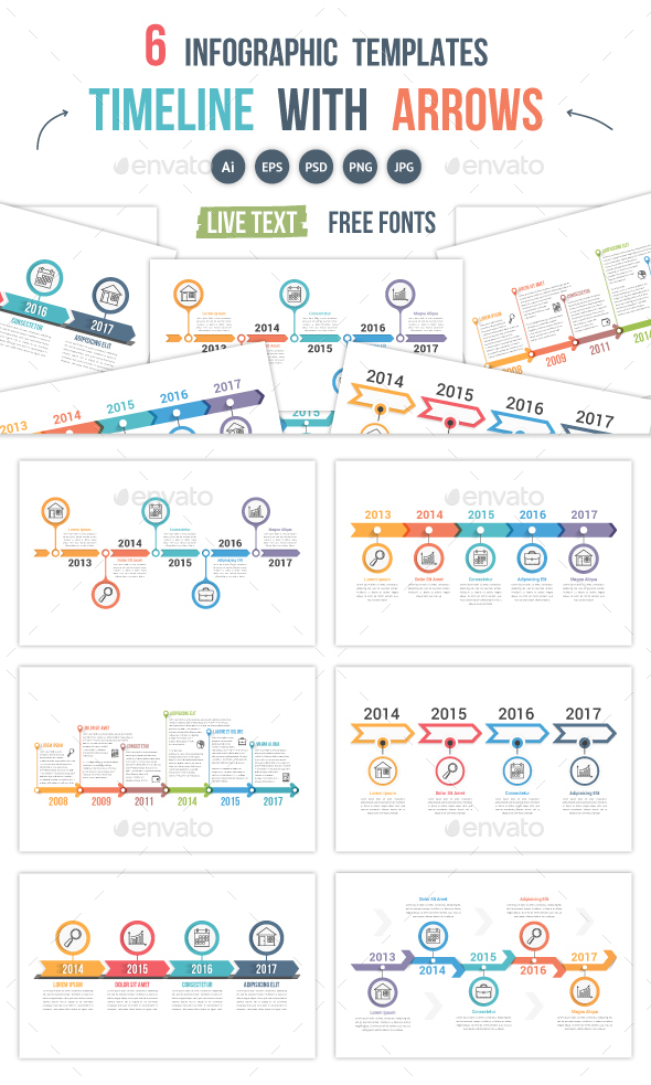 Timelines with Arrows - Infographics