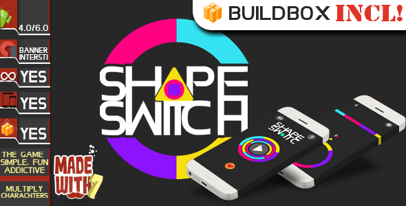 Shape Switch Buildbox Game Template | Admob (Banner + Interstitial ) - CodeCanyon Item for Sale