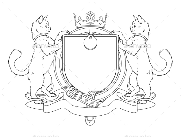 Cats Heraldic Shield Coat of Arms