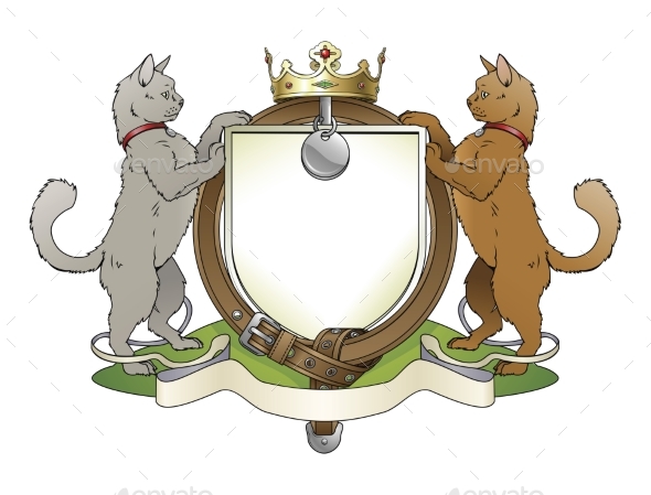 Cats Heraldic Shield Coat of Arms